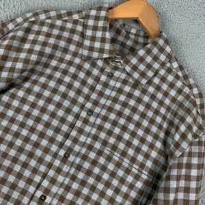 12 Storeez Gingham Check Flannel Shirt Men's XL Brown Cotton Button Up Casual